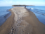 Sandbar at the tip of the point