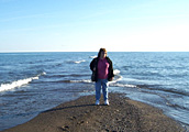 Jennifer at the tip of the sandbar